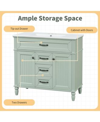 Freestanding Bathroom Vanity with Sink 2 Drawers and Soft Close Doors