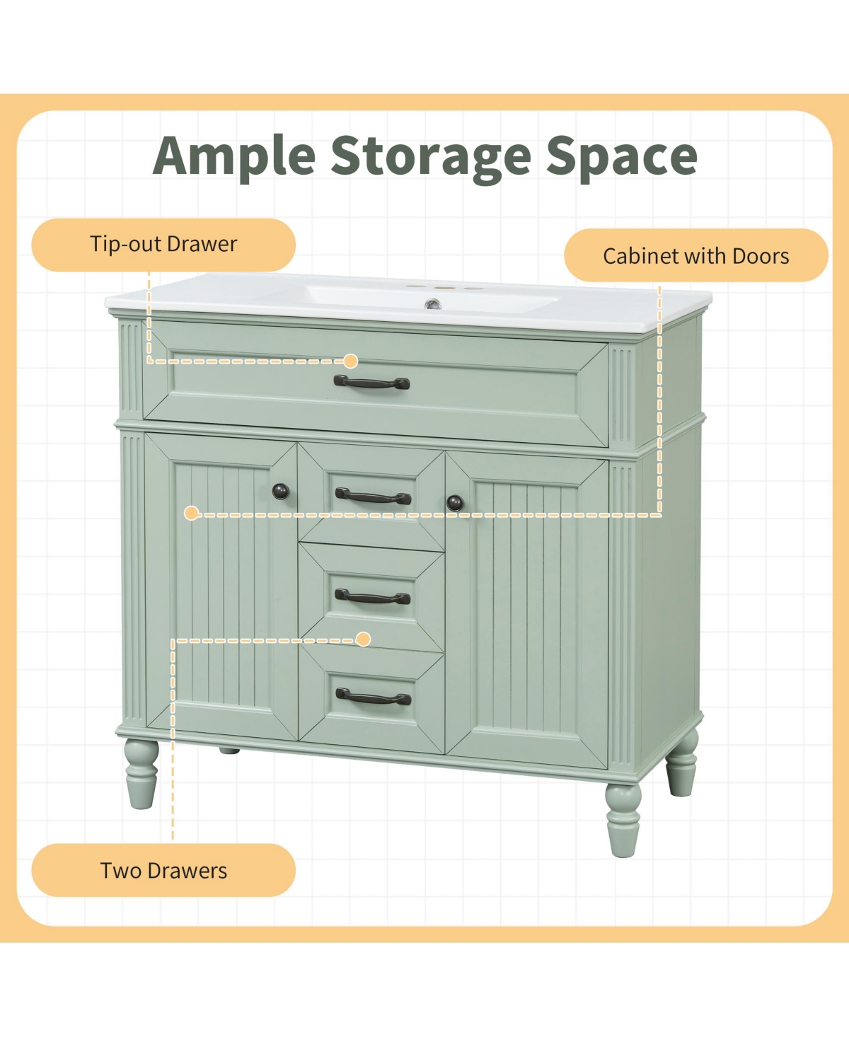 Casainc Freestanding Bathroom Vanity with Sink 2 Drawers and Soft Close Doors