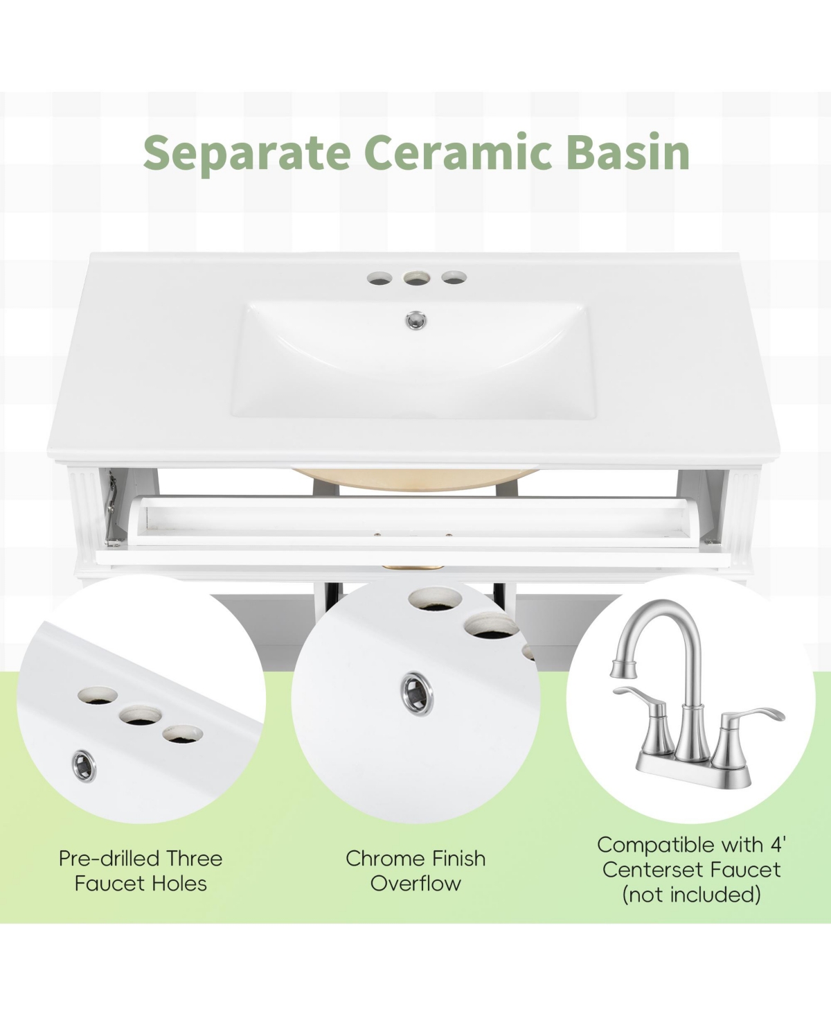 Casainc Freestanding Bathroom Vanity with Sink 2 Drawers and Soft Close Doors