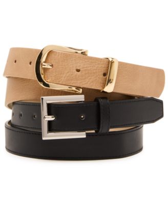 Women's Square and Wave Keeper Buckle 2-Pc Textured Belt