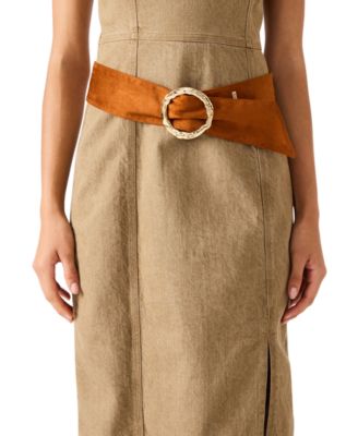 Women's Hammered Circle Buckle Sash Belt