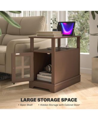 Side Table with Charging Station and USB Ports
