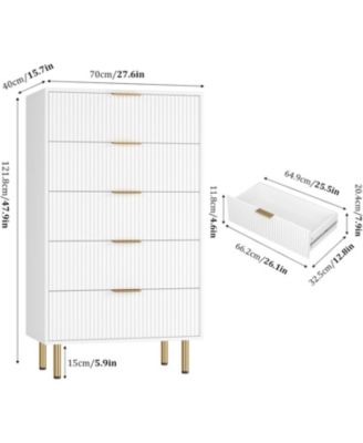 5 Drawer Dresser for Bedroom, Wooden Chest with Wide Drawers, Modern Storage Organizer for Closet, Hallway