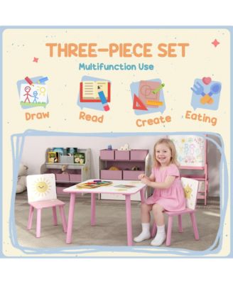 3-Piece Toddler Table and Chair Set for Boys and Girls Aged 3-8,
