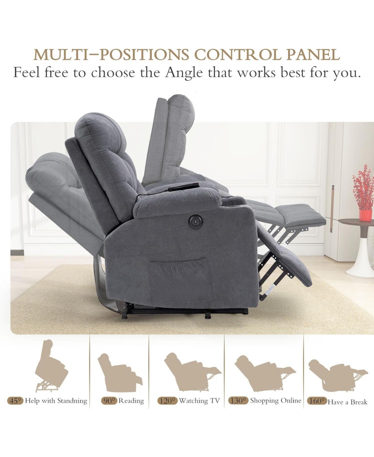 Aecojoy Multi-Function Power Lift Recliner for Elderly