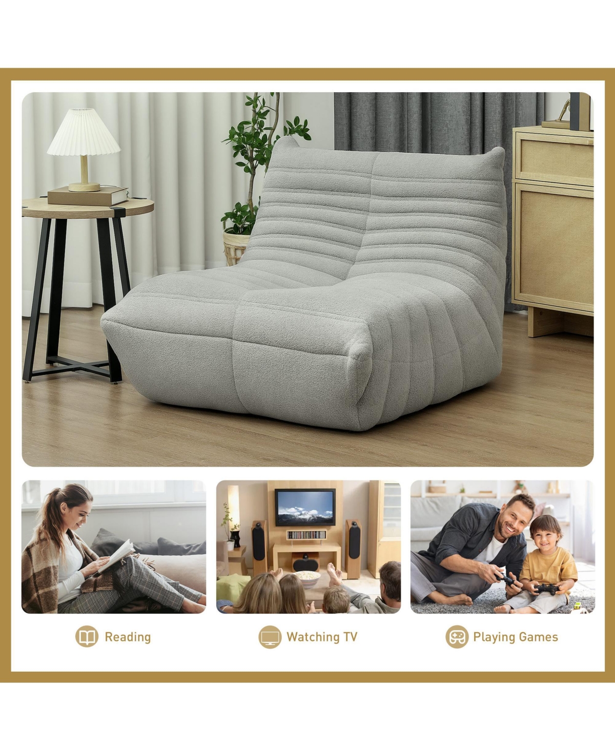 Homcom Bean Bag Chair for Adults, Giant Fireside Chair,