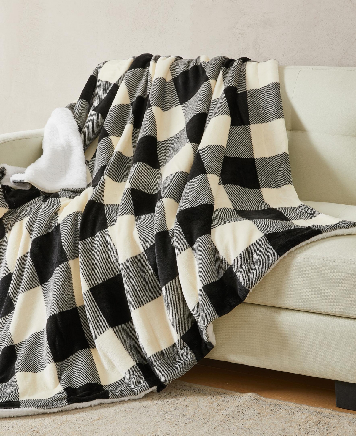 Linery & Co. Velvet Plush Reversible Sherpa Throw Blanket
