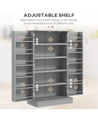 Kitchen Pantry Storage Cabinet w/ 5-tier Shelving, 12 Spice Racks