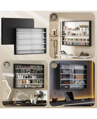 5-Tier Display Cabinet Glass Cabinet with 4 Adjustable Shelves,