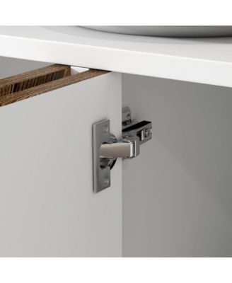 Sideboard Buffet Cabinet with Chevron Doors, Pine Wood Legs,