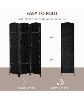 3 Panel Resin Wicker Folding Room Divider Privacy Screen Home Office