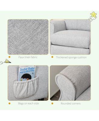 Kids Soft Sofa, Reclining Lounger Armchair w/ Footrest Storage Side Pockets