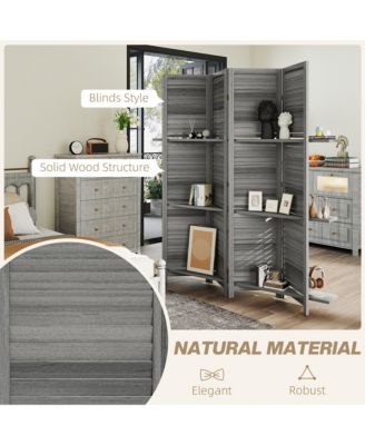 4 Panel Privacy Screen, Room Divider with 3 Shelves