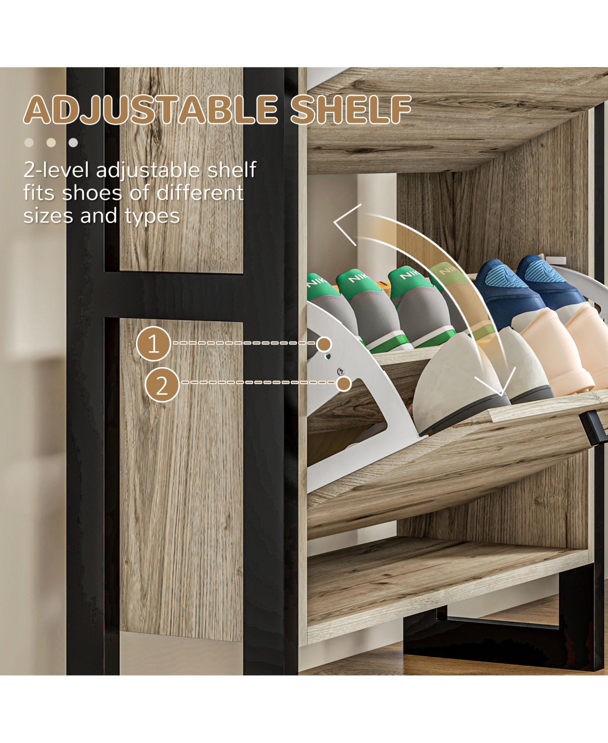 Slickblue Tall Shoe Cabinet with Multiple Compartments for Hallway