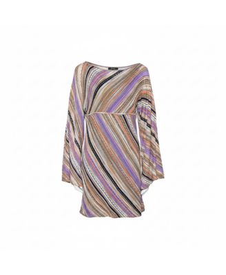 Pre-Owned M Missoni Women's Multicolor Perforated Knit Long Sleeve Dress