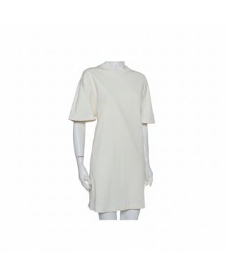 Off White Cotton Knit Oversized T-Shirt Dress
