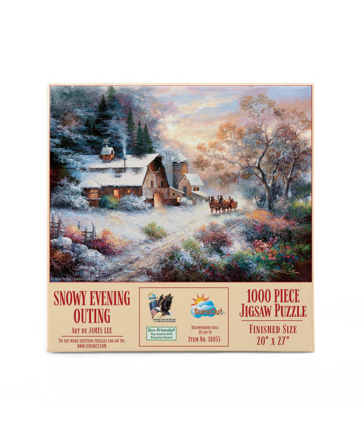 SunsOut Snowy Evening Outing 1000 piece Jigsaw Puzzle for Adults Christmas