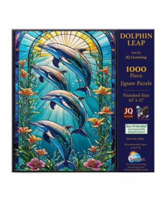 Dolphin Leap Stained Glass 1000 piece Jigsaw Puzzle for Adults