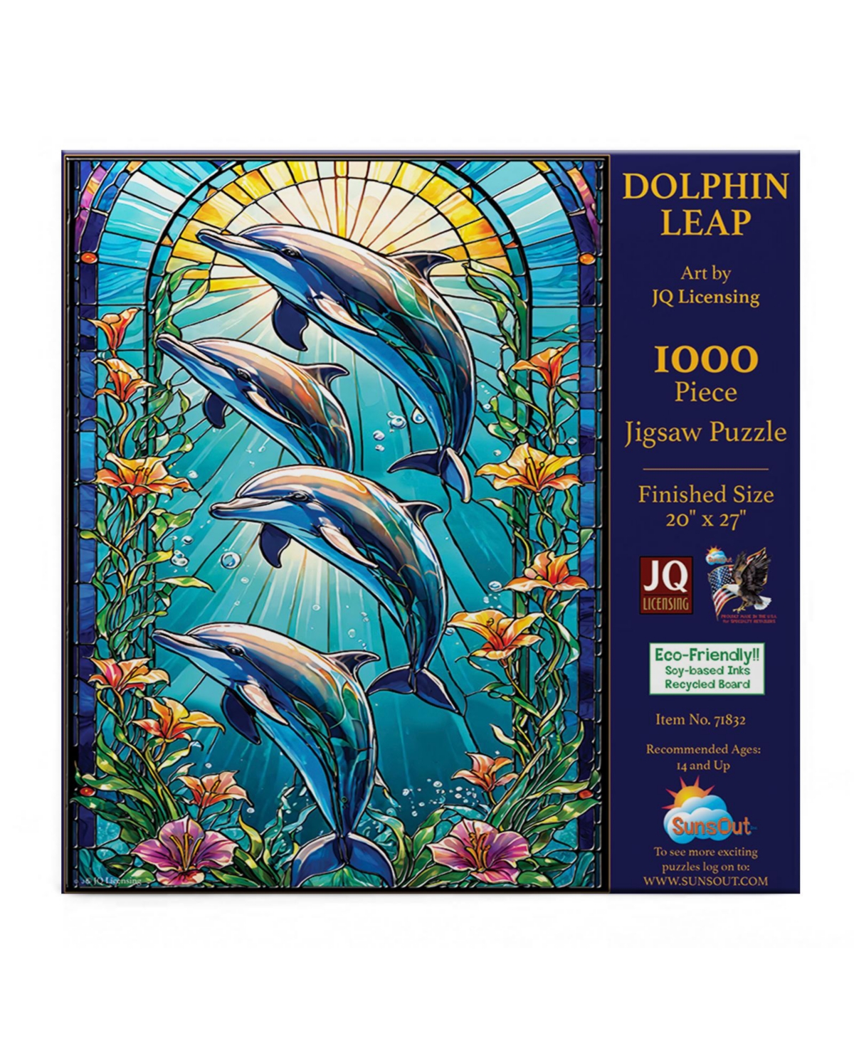 SunsOut Dolphin Leap Stained Glass 1000 piece Jigsaw Puzzle for Adults