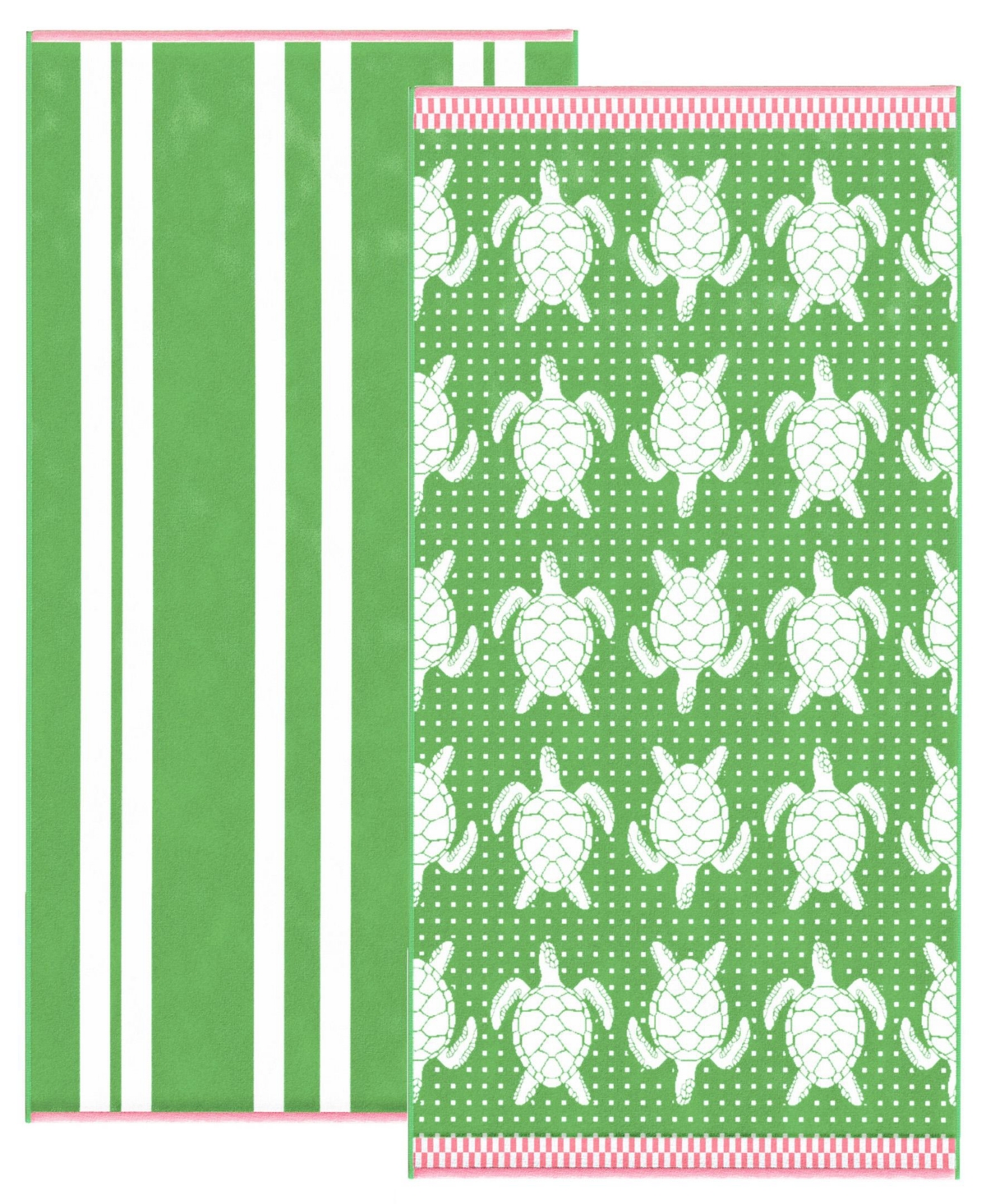 Linery & Co. 100% Cotton Jacquard 2 Pack Summer Beach Towels, 30" x 60"