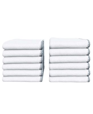 Quick-Dry Cotton Decorative Border 12 Pack Washcloth Set