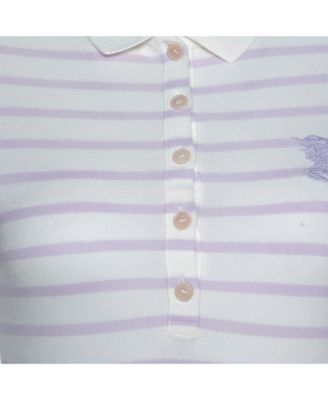Women's Brit Off White Striped Cotton Modal Polo T-Shirt