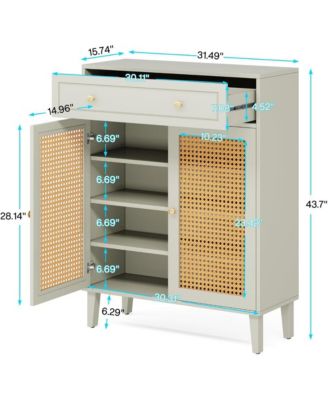 Entryway Shoe Cabinet with Pull Down Doors and Top Shelf