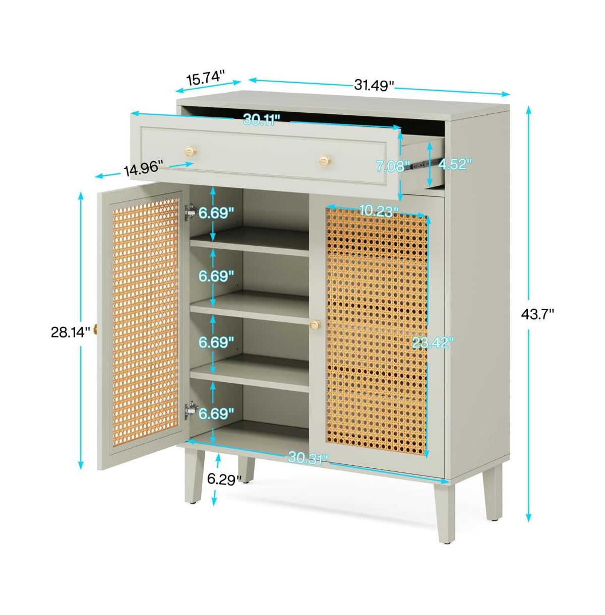 Slickblue Entryway Shoe Cabinet with Pull Down Doors and Top Shelf