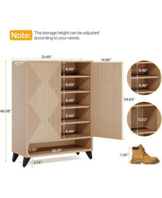 Hallway Shoe Storage Rack with Closed Doors and Top Shelf