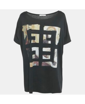 Women's Black Logo Print Cotton Oversized T-Shirt