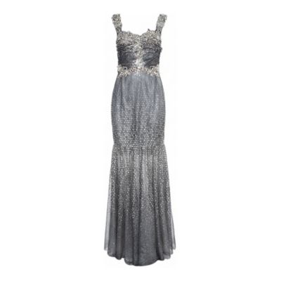 Women's Tulle Crystal Embellished Mermaid Evening Gown