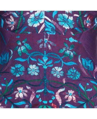 Women's Purple Floral Print Jersey V-Neck Mini Dress