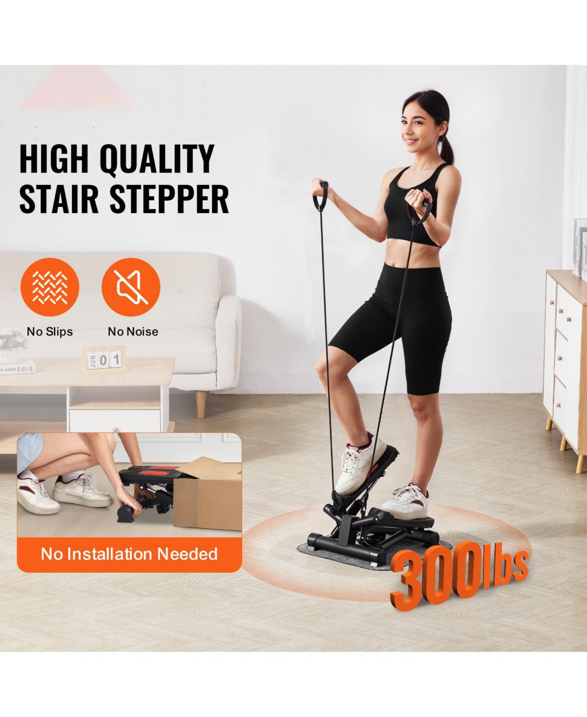 Mecale Mini Stair Stepper, Hydraulic Twist Stepper with Resistance Bands and Lcd Monitor for Home Exercise