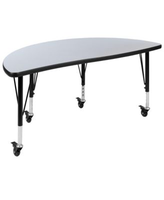 Mobile 47.5" Half Circle Wave Flexible Collaborative Kids Adjustable Activity Table