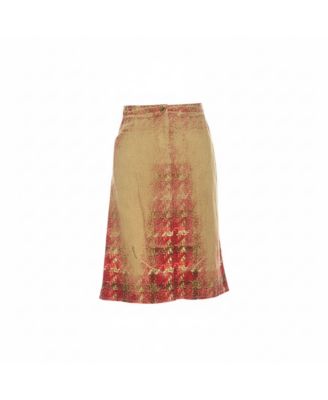 Women's Faded Houndstooth Print Denim Skirt