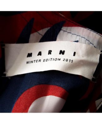 Women's Red & Blue Mixed Print Silk Blend Short Sleeve Dress