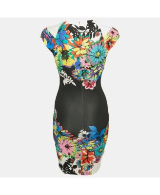 Women's Black Floral Print Jersey Mini Dress