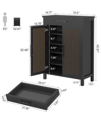 Slim Shoe Rack with Doors for Small Entryways