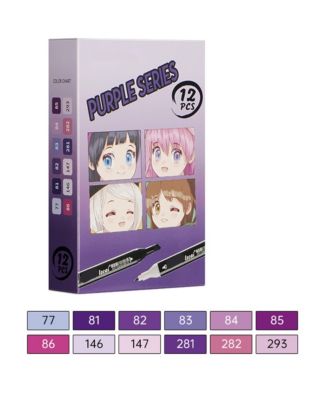12 Colors Purple Series Alcohol Markers, Dual Tip Sketching Drawing Markers for Book Painting and Card Making