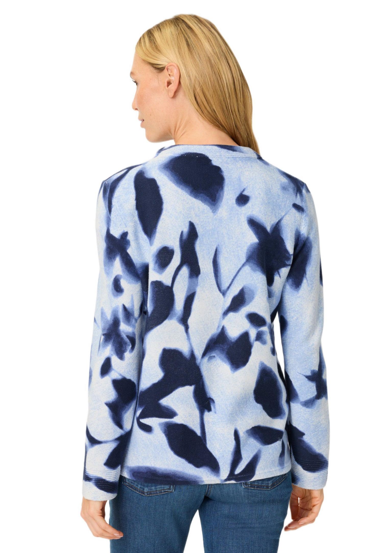 Women's Abstract Floral Zip Cardigan
