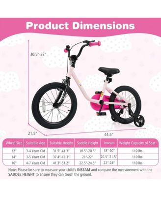 16 Inch Kids Bike with Training Wheels for Ages 3–7