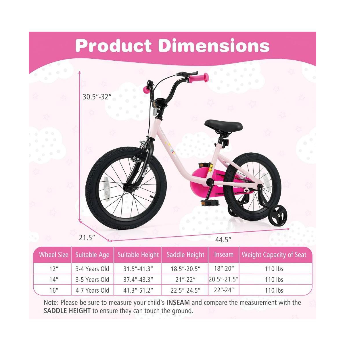 Hongge 16 Inch Kids Bike with Training Wheels for Ages 3–7