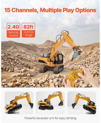 RC Excavator 15-Channel 1:14 Scale with Metal Shovel