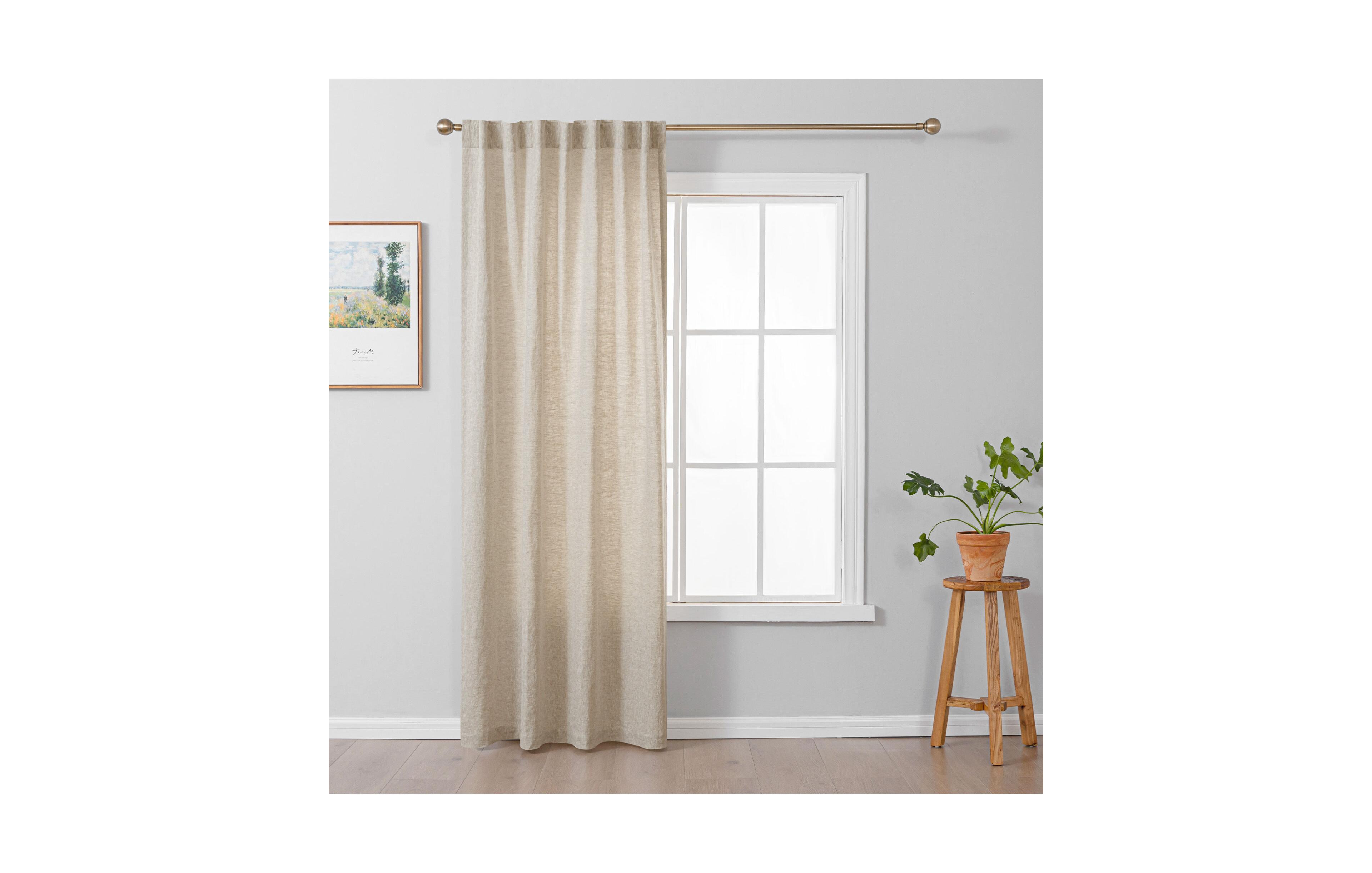 Awesome Home 100% Linen Room Darkening Back Tab Single Panel