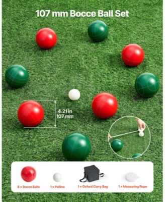 Bocce Ball Set 107 mm with 8 Resin Balls and Carrying Bag