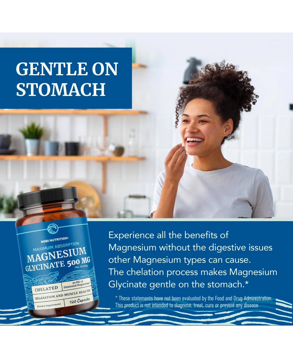 Nobi Nutrition Magnesium Bisglycinate (500mg) Capsules, 120ct