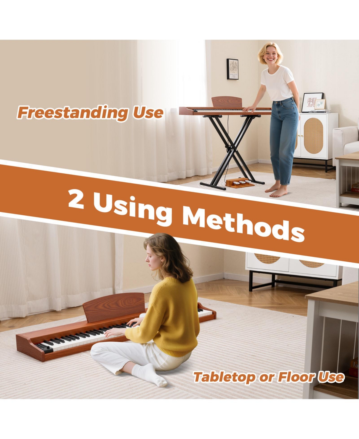 Hongge 88 Key Semi Weighted Digital Piano With Adjustable Stand Triple Pedals And Usb Midi