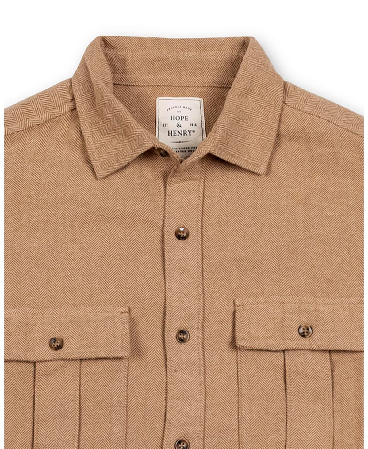 Hope & Henry Men's Organic Flannel Double Pocket Button Down Shirt