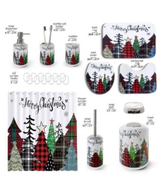 22-Piece Complete Holiday Bathroom Accessory & Bathrug Set with Shower Curtains