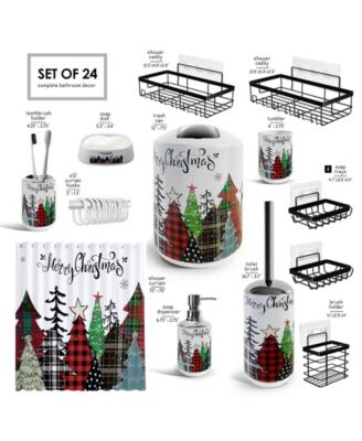 24-Piece Complete Holiday Bathroom Decor & Accessory Set with Shower Caddy Set